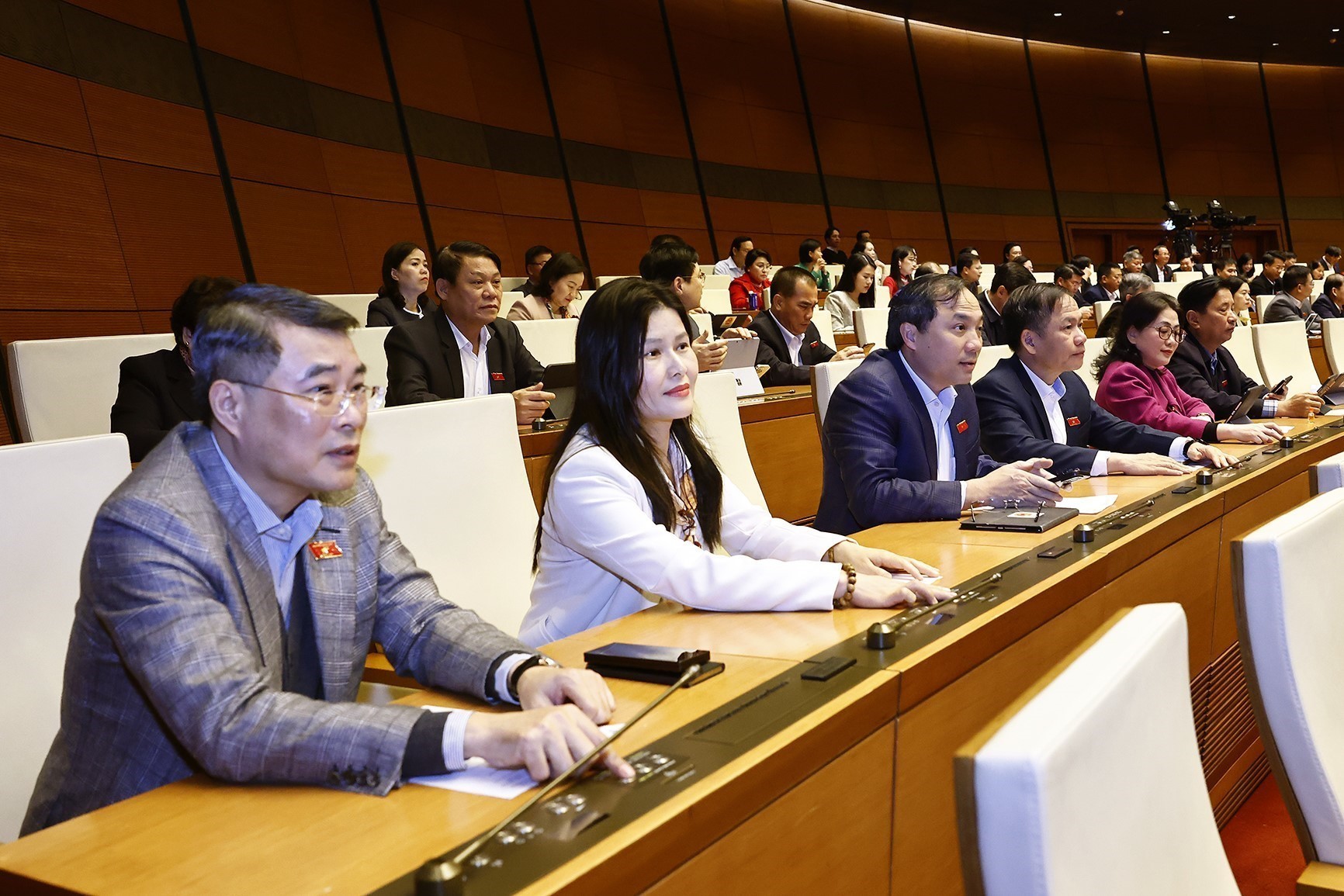 Đại biểu Quốc hội biểu quyết thông qua Luật Tổ chức Chính phủ (sửa đổi).