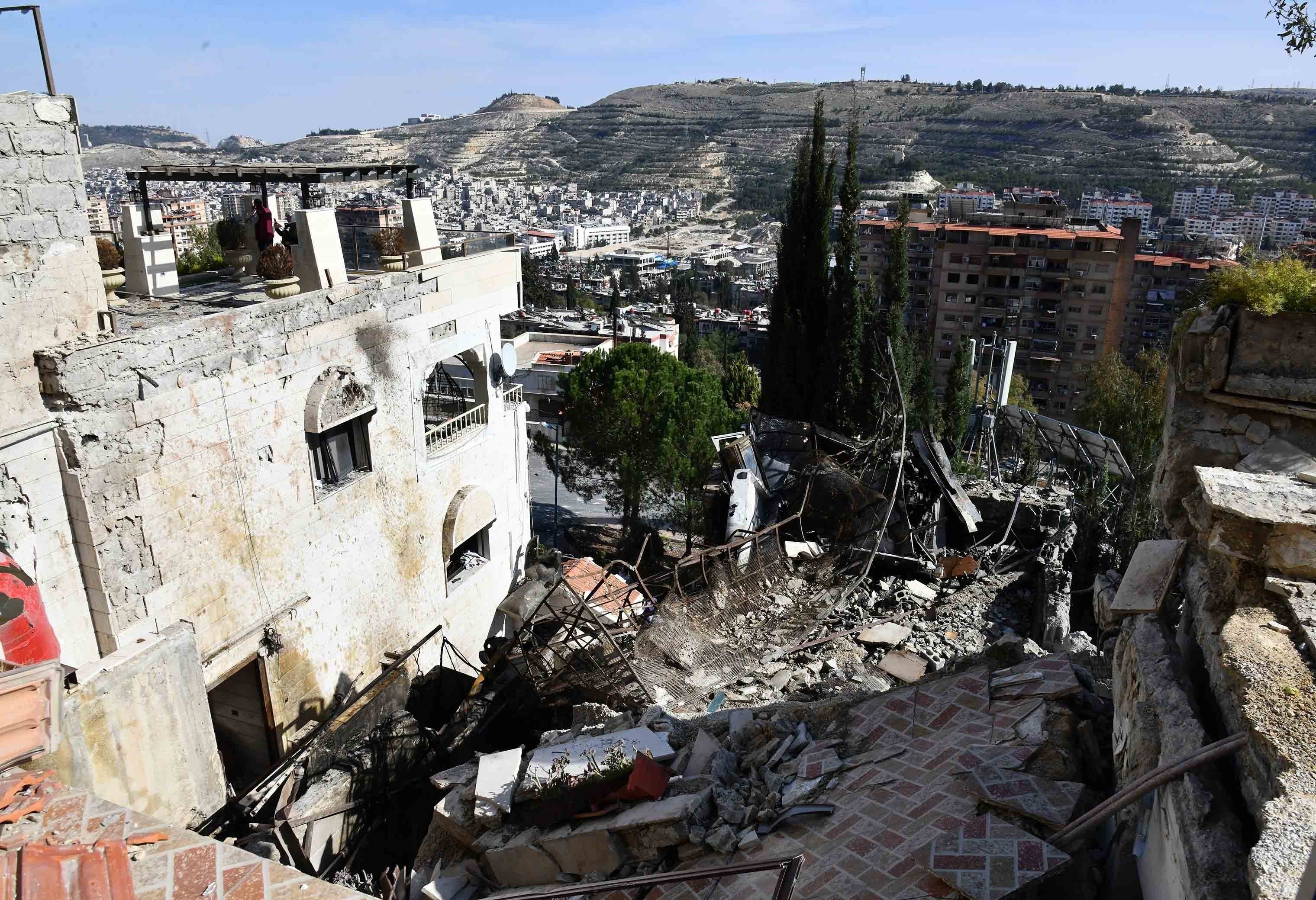 Thiệt hại sau cuộc không kích của Israel tại Damascus, Syria, ngày 13/3/2025.