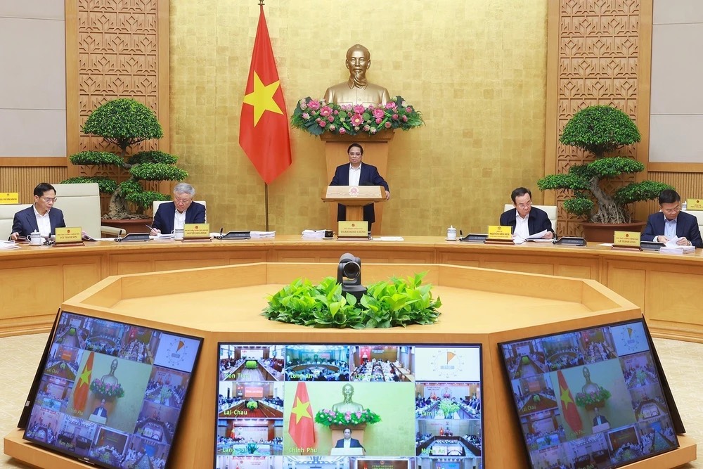 Thủ tướng Phạm Minh Chính chủ trì Phiên họp Chính phủ thường kỳ tháng 3 năm 2025. (Ảnh: Dương Giang/TTXVN)