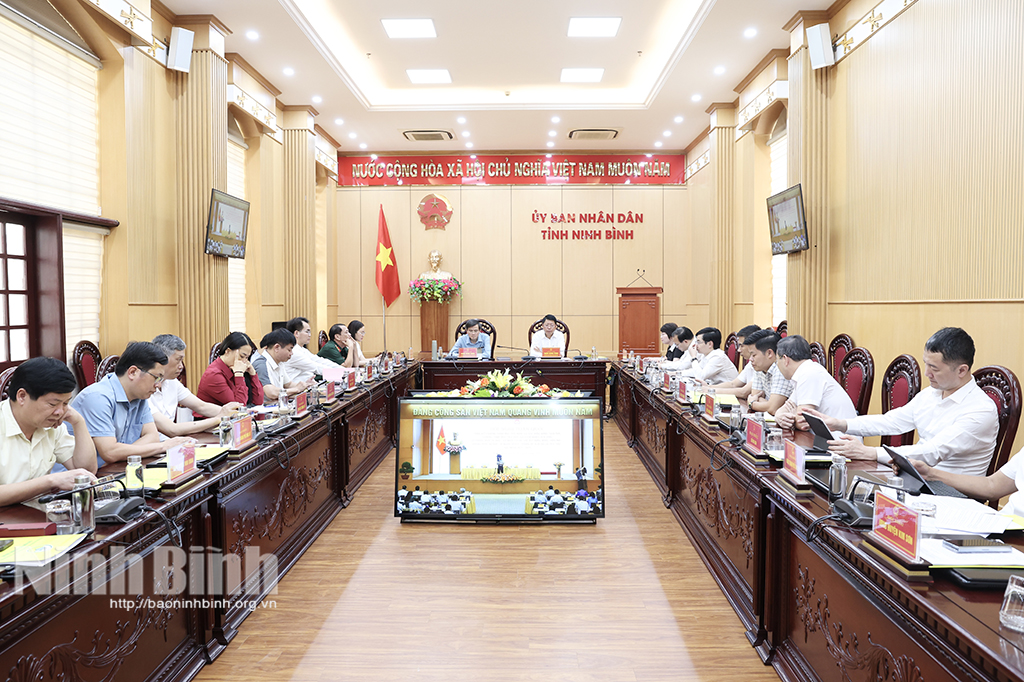 Các đại biểu dự hội nghị tại điểm cầu Ninh Bình.
