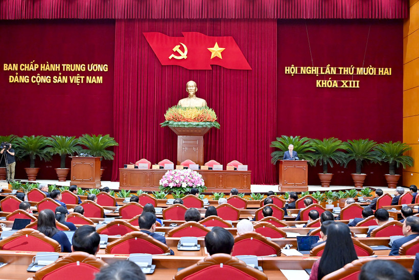 Phiên bế mạc Hội nghị lần thứ 12 Ban Chấp hành Trung ương Đảng khóa XIII. (Ảnh: ĐĂNG KHOA)
