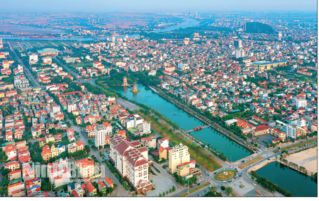 An arieal view of Ninh Binh city.