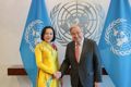 NA Vice Chairwoman Nguyen Thi Thanh (L) meets with UN Secretary-General António Guterres in New York on March 10. (Photo: VNA)
