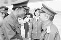 Minister of National Defence General Vo Nguyen Giap (R) welcomes Deputy Prime Minister and Minister of National Defence of Laos Khamtay Siphandone during his visit to Vietnam in 1977. (Photo: VNA)