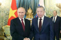 General Secretary of the Communist Party of Viet Nam Central Committee To Lam (R) and Russian President Vladimir Putin at their talks in Moscow. (Photo: VNA)