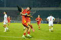 Vietnamese players celebrate a goal at the match against Myanmar on June 9 (Photo: VNA)