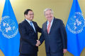 Prime Minister Pham Minh Chinh (L) and United Nations Secretary-General Antonio Guterres in Nice, France, on June 9 during their attendance of the third United Nations Ocean Conference (UNOC3). (Photo: VNA)