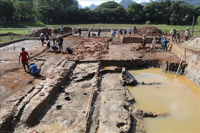 Excavation work underways at field south of King Le Dai Hanh temple.
