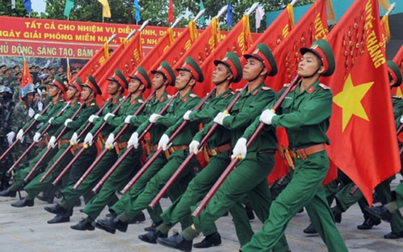 Military rehearsal to celebrate the Liberation of the South and National Reunification Day in 2015.