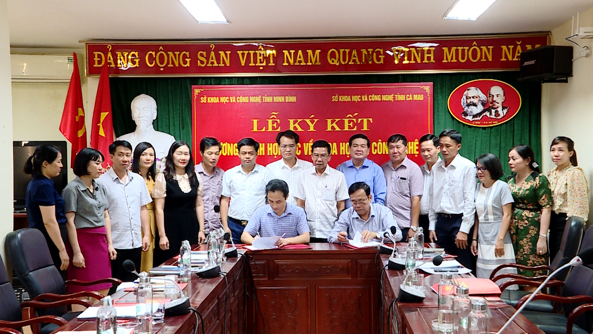 At the signing ceremony.