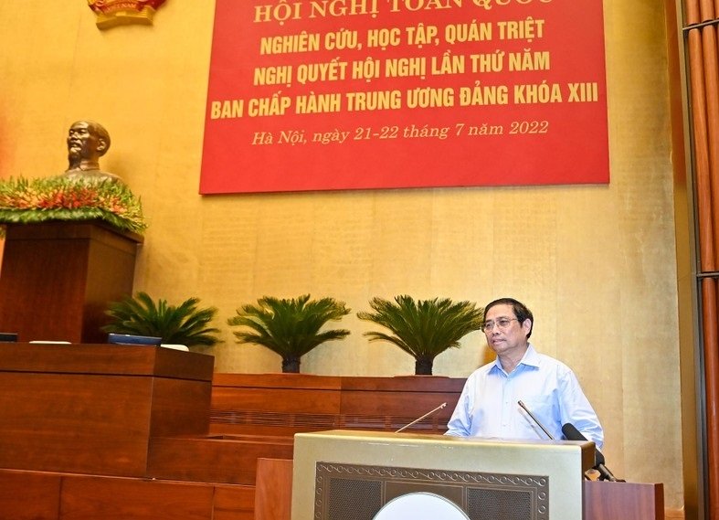 Prime Minister Pham Minh Chinh speaks at the conference (Photo: NDO/Duy Linh)