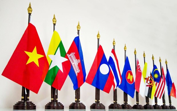 The national flags of ASEAN member states.