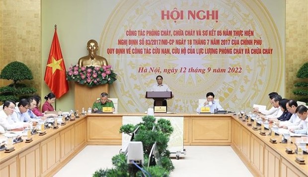 The national teleconference takes place under the chair of PM Pham Minh Chinh. (Photo: VNA)