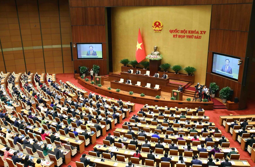 The opening sitting of the 15th-tenure NA's sixth session on October 23 morning (Photo: VNA)