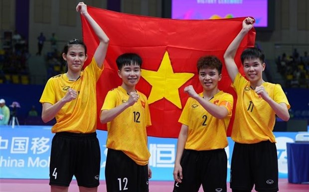 The Vietnamese women's sepak takraw team of four won one more gold medal for Vietnam at the 19th Asian Games (ASIAD 19) in China after defeating their Indonesian rival on October 4.