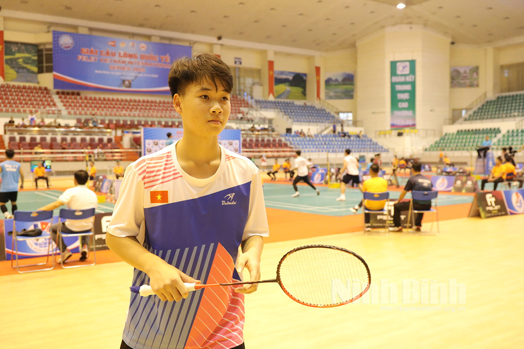 Vận động viên trẻ Nguyễn Quang Minh tại Giải cầu lông quốc tế "FELET Vietnam International Series 2023". Ảnh: Minh Quang.