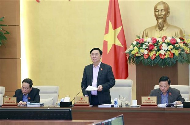 NA Chairman Vuong Dinh Hue speaks at the event (Photo: VNA)