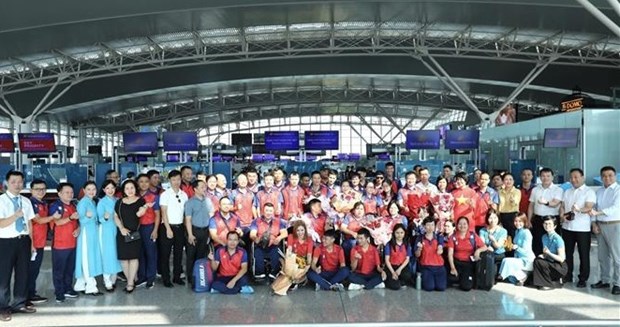 The ceremony in Hanoi to send off Vietnamese athletes with disabilities competing in the 12th ASEAN Para Games. (Photo: VNA)